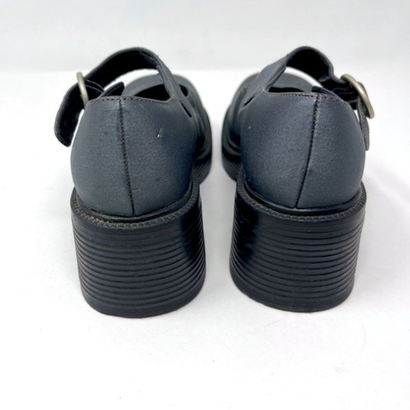 LEI Y2K vintage girls Chunky Mary Janes EMILIM gray floral embroidered US 1 BoxK - Picture 4 of 8